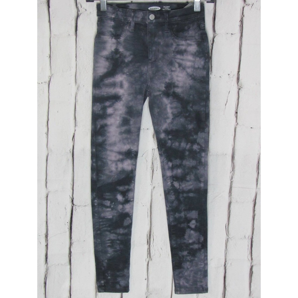 Old Navy Girl Jeans Size 12 Black Purple Tie Dye Ballerina Jeggings Denim